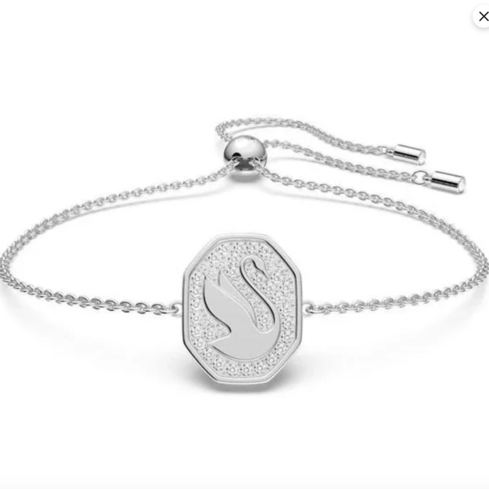 NWT Swarovski | White Signum Swan Crystal Silver Bracelet Authentic $135